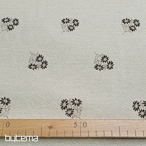 Tela decorativa jacquard FLORES ALPINAS MARRÓN