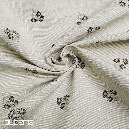 Tela decorativa jacquard FLORES ALPINAS MARRÓN