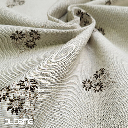 Tela decorativa jacquard FLORES ALPINAS MARRÓN
