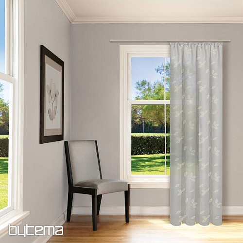 NATURALEZA Cortina Gerster HOJAS BORDADAS ST. GRIS