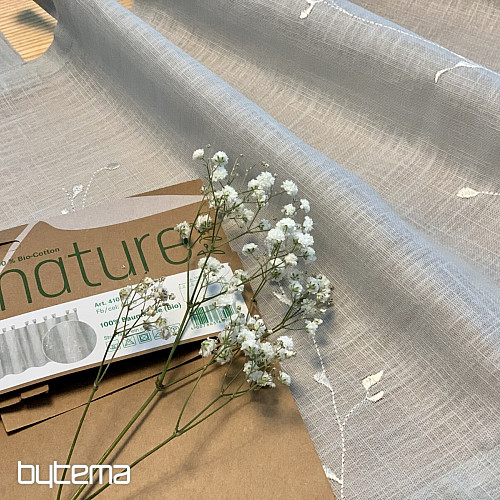 NATURALEZA Gerster cortina confeccionada RAMITAS BORDADAS BLANCO