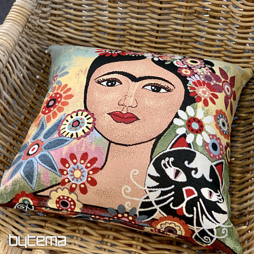 Funda de cojín tapiz FRIDA con gato