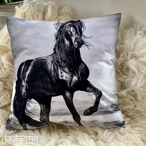 Funda de almohada decorativa CABALLO NEGRO