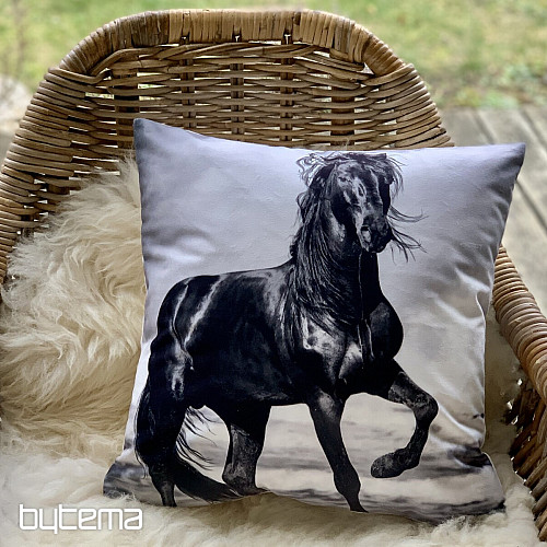 Funda de almohada decorativa CABALLO NEGRO