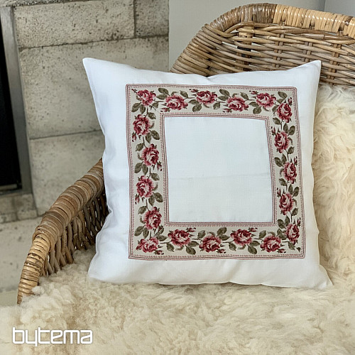 Funda de cojín bordada ROSAS