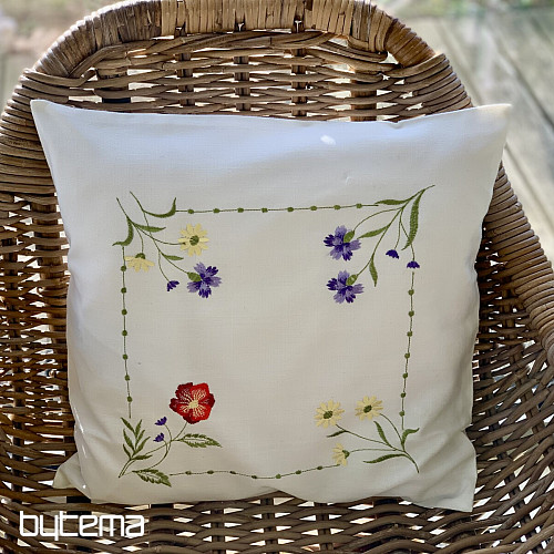 Funda de cojín bordada FLORES EN UN CUADRADO