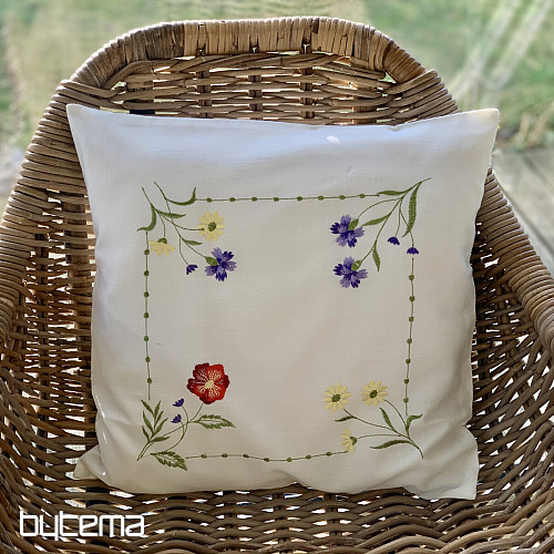 Funda de cojín bordada FLORES EN UN CUADRADO