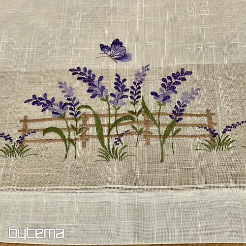 Mantel y chal bordados LAVANDA DETRÁS DE LA VALLA