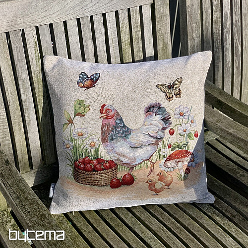 Funda de almohada tapiz GALLINA CON FRESAS