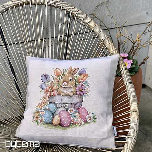 Funda de cojín tapiz LIEBRE EN MACETA marco beige