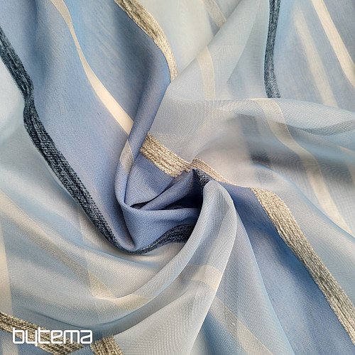 Cortina voile RAYAS BLANCAS AZULES