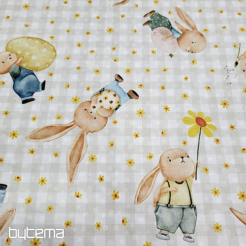 Tela decorativa CONEJITOS Y FLORES
