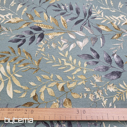 Tela decorativa MARACAIBO hojas turquesa
