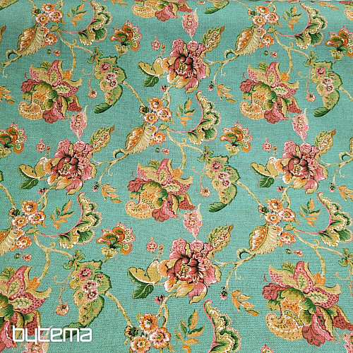 Tela decorativa FLORES INDIAS turquesa
