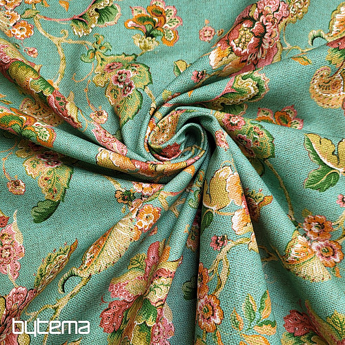 Tela decorativa FLORES INDIAS turquesa
