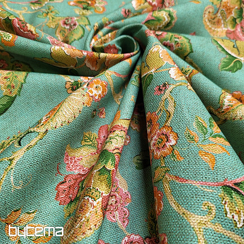 Tela decorativa FLORES INDIAS turquesa