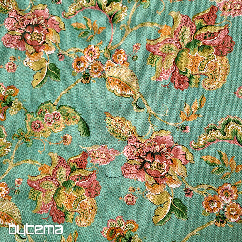 Tela decorativa FLORES INDIAS turquesa