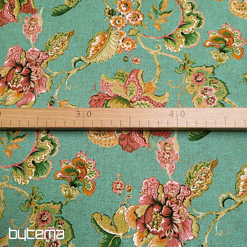 Tela decorativa FLORES INDIAS turquesa