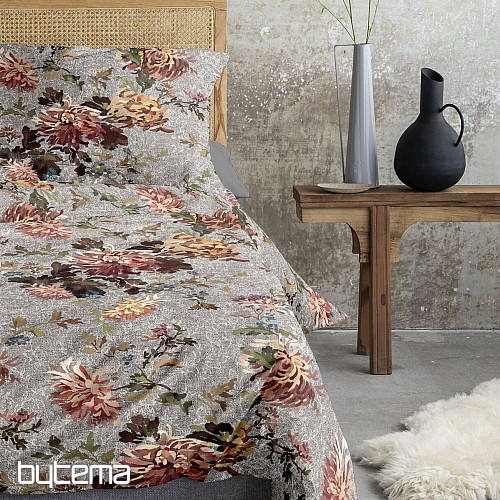 Ropa de cama de franela de lujo IRISETTE ZOBEL 8552-11 FLOWERS gris