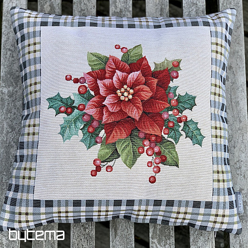 Funda tapiz navideño CHRISTMAS STAR cuadros gris