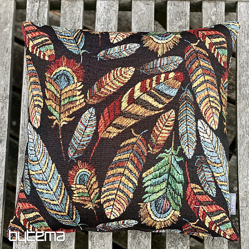 Funda de cojín Gobelino PLUMA NEGRO