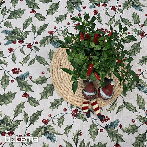 Mantel y bufanda tapiz ACEBO NAVIDEÑO