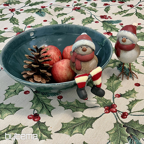 Mantel y bufanda tapiz ACEBO NAVIDEÑO
