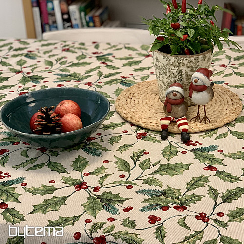 Mantel y bufanda tapiz ACEBO NAVIDEÑO