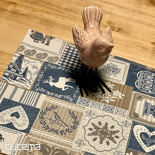 Mantel tapiz, bufanda PATCHWORK SRDCE azul