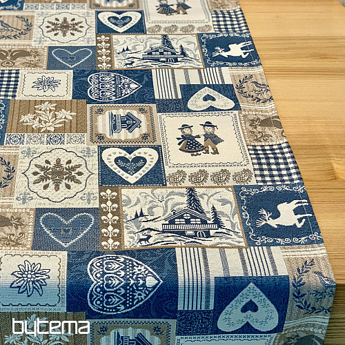 Mantel tapiz, bufanda PATCHWORK SRDCE azul