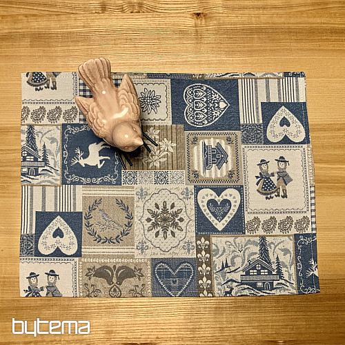 Mantel tapiz, bufanda PATCHWORK SRDCE azul