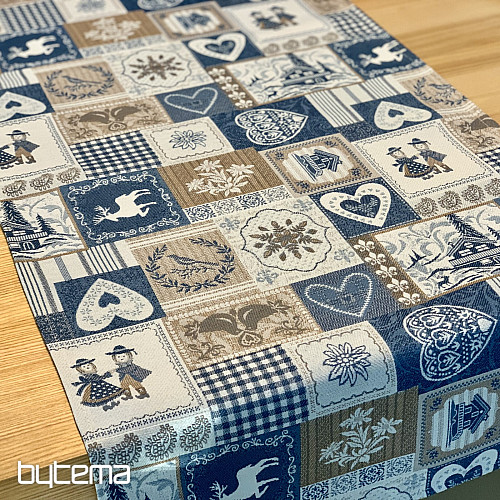 Mantel tapiz, bufanda PATCHWORK SRDCE azul