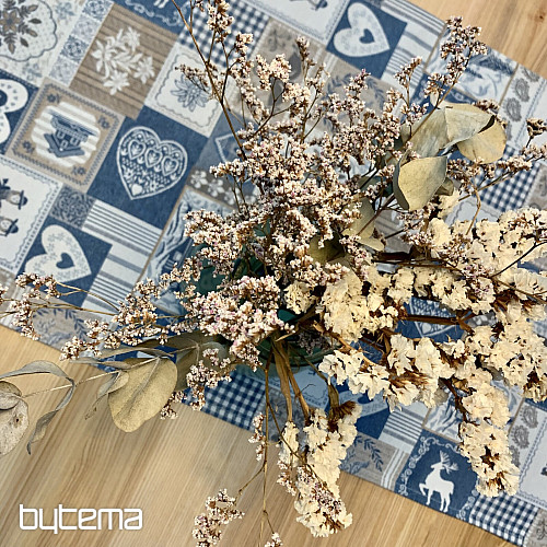 Mantel tapiz, bufanda PATCHWORK SRDCE azul