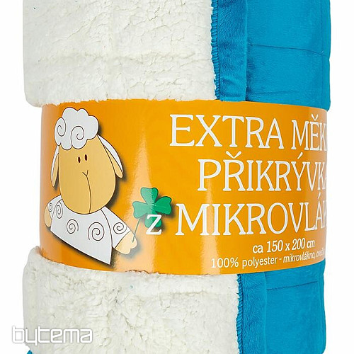 Manta de microfibra EXTRA SUAVE punto oveja TURQUESA