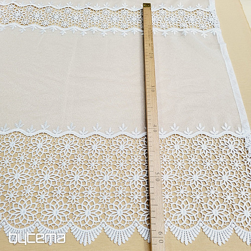 Cortina de lujo bordada acabada GERSTER 11509 flores blancas