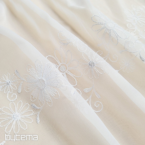 Cortina bordada V 325 FLOR blanco