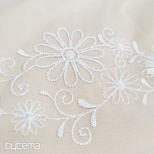 Cortina bordada V 325 FLOR blanco