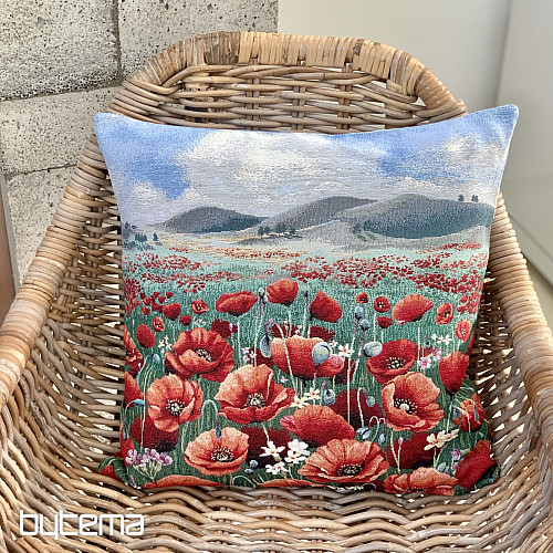 Funda de cojín tapiz CAMPO DE AMAPOLA