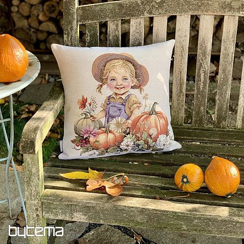 Funda de almohada tapiz NIÑA CON CALABAZAS