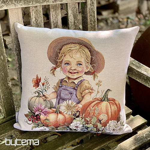 Funda de almohada tapiz NIÑA CON CALABAZAS
