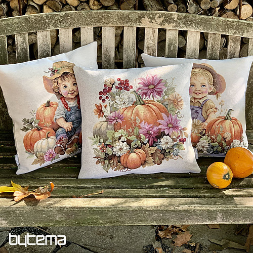 Funda de almohada tapiz NIÑA CON CALABAZAS