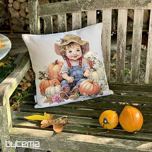 Funda de almohada tapiz NIÑO CON CALABAZA
