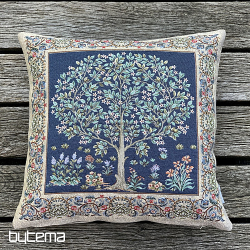 Funda de cojín tapiz ÁRBOL DE LA SUERTE azul
