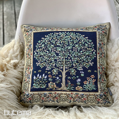Funda de cojín tapiz ÁRBOL DE LA SUERTE azul
