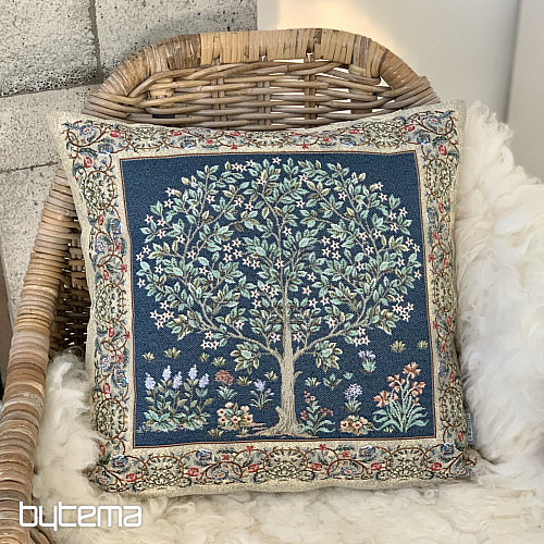 Funda de cojín tapiz ÁRBOL DE LA SUERTE azul