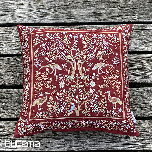 Funda de almohada tapiz WILLIAM MORRIS burdeos