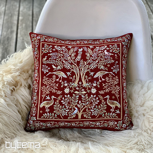 Funda de almohada tapiz WILLIAM MORRIS burdeos