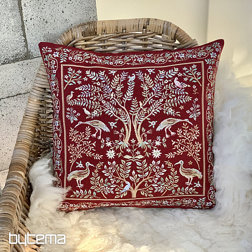 Funda de almohada tapiz WILLIAM MORRIS burdeos