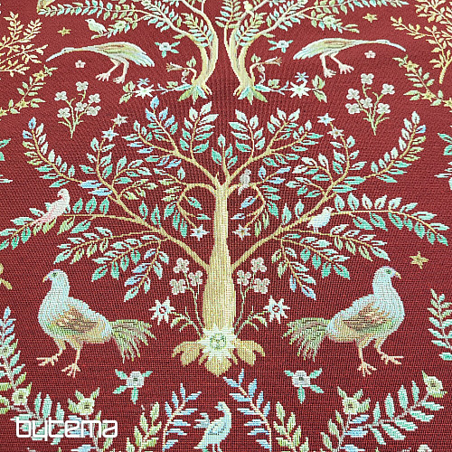 Tela tapiz WILLIAM MORRIS burdeos