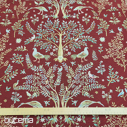 Tela tapiz WILLIAM MORRIS burdeos